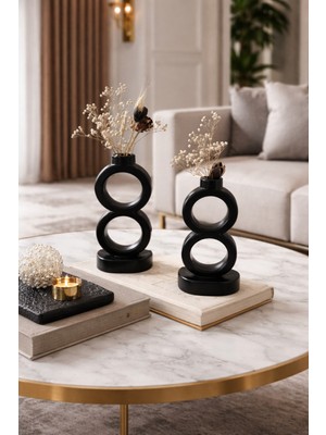 Özgürce Modern Bohem 2'li Çok Amaçlı Dekoratif Vazo ve Şamdan Seti