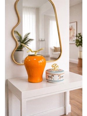 Özgürce Şah Desen Dekoratif Obje, Soft Sarı ve Gold Detaylar, Feray Home