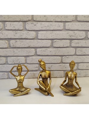 Özgürce Renkli 3'lü Yoga Biblo Takımı, Şık ve Modern Dekorasyon Hediye