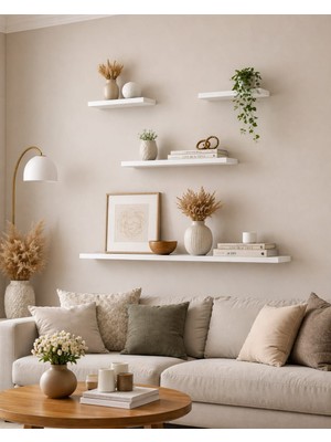 yankı-byeg 4lü 80 cm 40 cm 20 cm Mdf Mat Beyazuçan Gizli Bağlantı Dekoratif Duvar Rafı Kitaplık