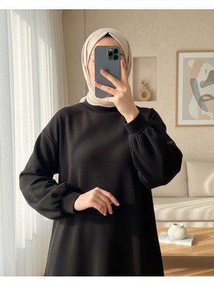 Moda Morfo Boğazlı Üç İplik Polar   -Siyah
