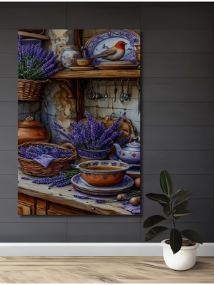 Özgürce Lavanta Bahçesi Kuşlu Ahşap Dekoratif Tablo, Modern ve Şık Tasarım