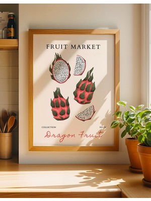Özgürce Masif Ahşap Çerçeveli Fruit Market Dekoratif Tablo, Mutfak & Kafe Duvarı
