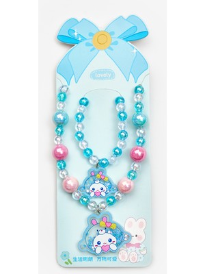 Le Mabelle Mavi Cinnamoroll Figürlü Kız Çocuk Kolye ve Bileklik Set