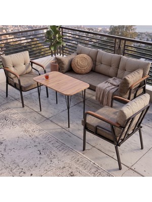Canisa Ekon Serisi Balkon Oturma Koltuk Takımı, 1 Adet Üçlü 2 Adet Tekli Koltuk