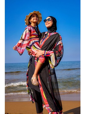 Marina Hafif Kız Çocuk Kimono 6-12 Yaş Uyumlu, Plaj Pareosu CP2507