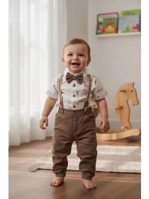 Butik Erkek Bebek Pamuklu Pantolon Askılı Takım 4 Parça