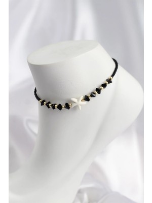 Inure Jewelry Siyah Renk Deniz Yıldızı Motifli Halhal