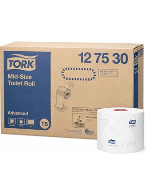 Tork Çift Rulo Tuvalet Kağıdı Advanced T6 Sistem 127530 | 2 Katlı 100 Metre 27 Rulo