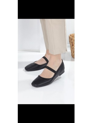 No 35 Moda Lastikli Babet Ayakkabı Siyah 37