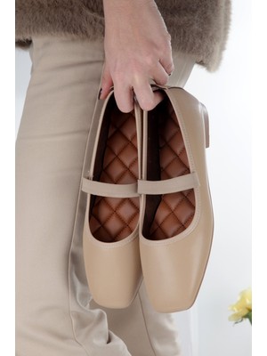 No 35 Moda Lastikli Babet Ayakkabı Bej 39