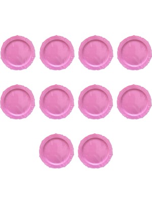 Omeyva Davet Parti Sunum Doğum Günü Pembe Renkli Sert Plastik Mika Tabak -26 cm - 6 Adetlik 10 Paket