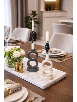 Özgürce Şamdan Mumluk Biblo Seti, Bohem Tarz, Dekoratif 2 Parça, Şıklık ve Zarafet