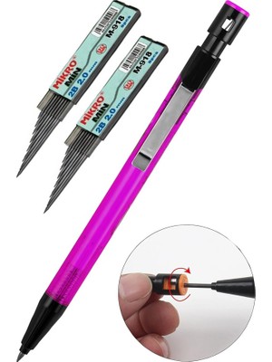 Artlantis Pembe Kalın Uçlu Kalem 2.0 mm 1 Adet ve 2.0 mm Kalın Uç Siyah 2 Adet Ruedo Kalın Uçlu Mekanik Kalem