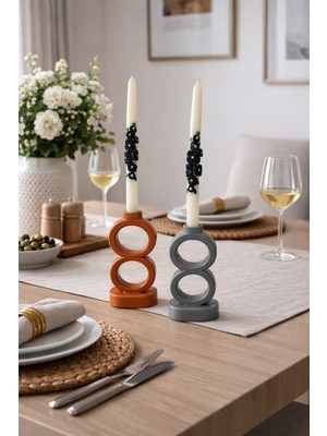 Özgürce Şamdan ve Biblo Seti, Bohem Tarz, Dekoratif 2 Parça, Şık ve Modern Tasarım