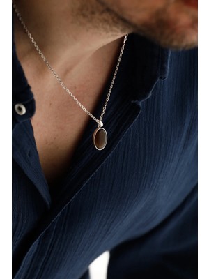 Fjellor Onyxıs Pendant 925 Ayar Gümüş Siyah Doğal Taşlı Erkek Kolye Küba