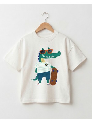 Babytex Oversize Unisex Tişört – %100 Pamuk, Skateboard Temalı Eğlenceli Bebek & Çocuk Tişört