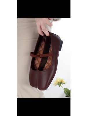 No 35 Moda Lastikli Babet Ayakkabı Kahverengi 36