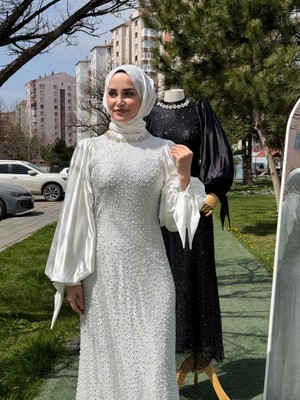 JOOQSTORE Kollar Saten Abiye Elbise