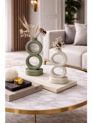 Özgürce Bohem Tarz Dekoratif 2 Parça Vazo ve Mumluk Seti, Çok Amaçlı Tasarım