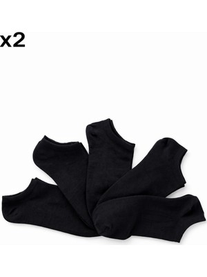 Tina Atelier 10 Çift Erkek Düz Spor Patik Sneaker Çorap SIYAHX10