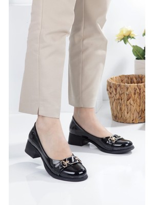 No 35 Moda Sarı Tokalı Babet Siyah 36