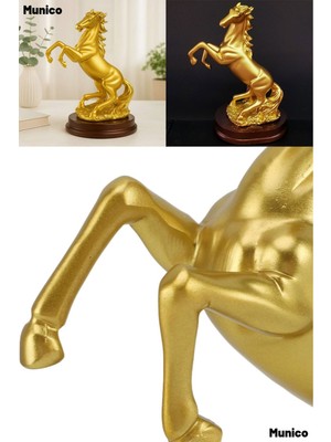 Özgürce Vintage Gold Renk At Biblosu, Masa ve Ofis Dekoratif Aksesuarı