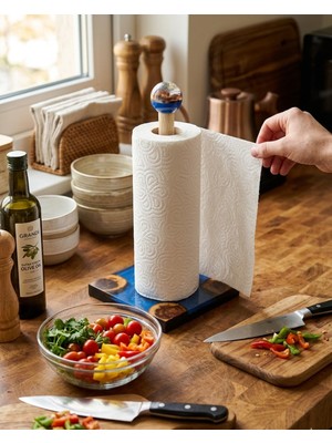 Özgürce 15X15 cm Modern Dekoratif Epoksi ve Ahşap Kağıt Havlu Standı