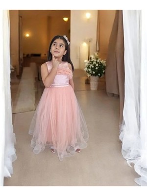 Ahsenim Bebe Robası Fırfırlı Uzun 5-10 Yaş Kız Çocuk Abiye Elbise