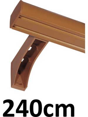 Özgürce Iki Kanallı 240CM Açık Kahve Meşe Alüminyum Ray Takımı Seti