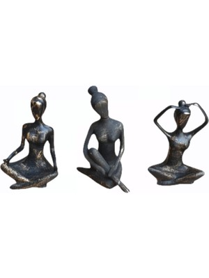 Özgürce Renkli Üçlü Kız Figürlü Şık Dekoratif Biblo Seti