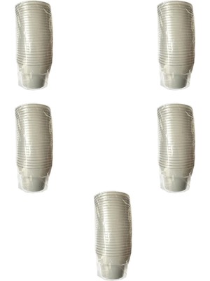 Omeyva Renkli Sert Mika Plastik Kristal Bardak - Gümüş Gri - 6 Oz / 180 cc - 125 Adet