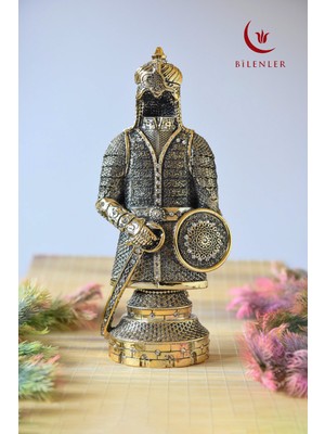 Özgürce Fetih Zırh Ayetel Kürsi Biblo, 11X27 Cm, Altın Renk Metal Dekorasyon