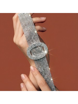 Valmont Accessories Kristal Taşlı 25+10 cm Choker Işıltılı Şık Kadın 11 Sıra Su Yolu Tasma Kolye
