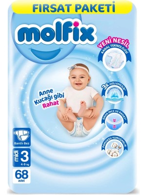 Nessi World Bebek Bezi Fırsat Paketi 3 Beden 4-9 kg 68 Adet