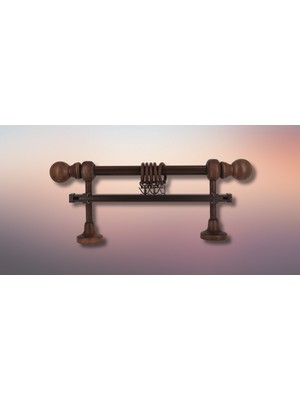 Özgürce Rustik Ahşap Ceviz Perde Askısı, 25MM, 150CM, Alüminyum Boru Destekli