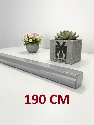 Özgürce Gri Dekoratif Alüminyum Ray, 2 Kanallı Metal Perde Kornişi