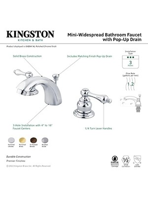 Naque GKB945AL Magellan Mini Yaygın Lavabo Bataryası Perakende Açılır Pencereli, 4-7/16 Inç, Yağ Ovuşturdu Bronz