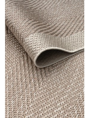 Kilim Hasır Halı Kaymaz Taban Makinede Yıkanabilir Toz Hav Vermez Çerçeveli Sisal 6632 Bej Krem