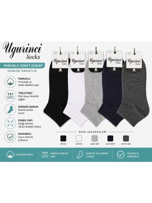 Uğur İnci Uğur Inci Cotton Dikişsiz Erkek Çorap – Pamuklu, Terletmez, Günlük Konfor Soket Çorap 3 Lü Paket