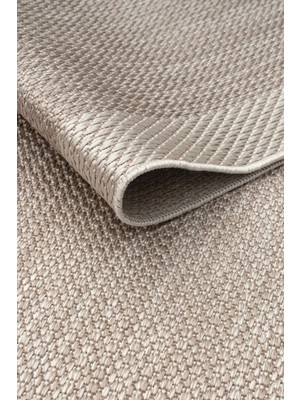 Kilim Hasır Halı Kaymaz Taban Makinede Yıkanabilir Toz Hav Vermez Çerçeveli Sisal 6652 Bej Krem