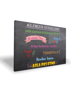 Özgürce Dekoratif Aile Kuralları Kara Tahta Fon, 40X60CM, Şık ve Kullanışlı Tasarım
