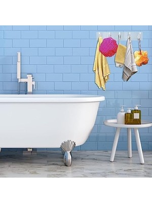 Naque 5'li Güçlü Yapışkanlı Şeffaf Duvar Askısı Banyo Mutfak Düzenleyici Pratik Askılık