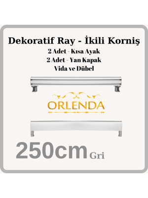 Özgürce Şık Alüminyum Dekoratif Ray, Iki Kanallı, 250CM, Modern Perde Askısı