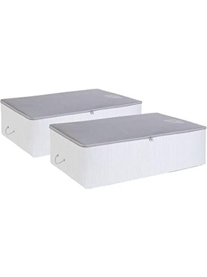 Naque 2 Adet Boy Gri Çizgili Stuff&things Altı Hurç Set 74 x 46 x 22 cm