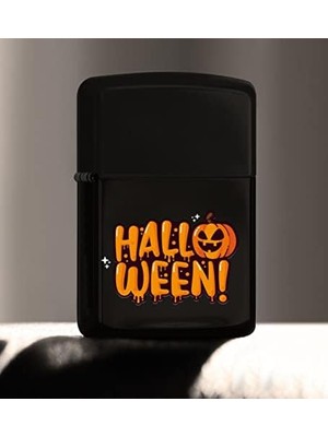 Naque Bk Halloween Tasarımlı Renkli Baskılı Siyah Benzinli Metal Çakmak
