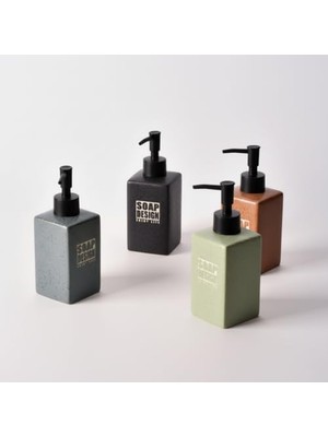 Naque 500ML Seramik Sıvı Sabunluk, Mat Taş Dokulu ve Kare Tasarım, Siyah Pompalı Banyo ve Mutfak Deterjan Dispenser (1 Adet - Asorti/karışık Renk Gönderilir)
