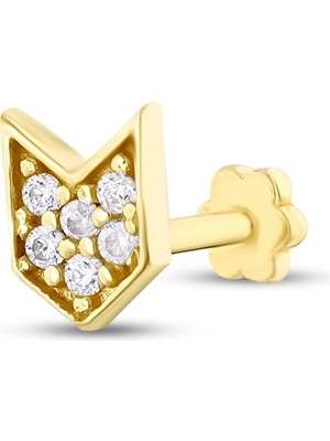Ethem Gold 14 Ayar 6 Taşlı Tasarım Tragus Piercing