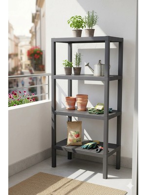 Akyüz Plastik 🪜4 Katlı Plastik Kiler Rafı 45X29 H:99 cm – Mutfak & Erzak Düzenleyici Çok Amaçlı Raf Ünitesi