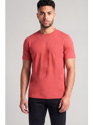 Boss Erkek Desenli Bisiklet Yaka Kısa Kol Kırmızı T-Shirt 50559754-615